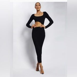 Meshki Black Cut-Out Midi Dress